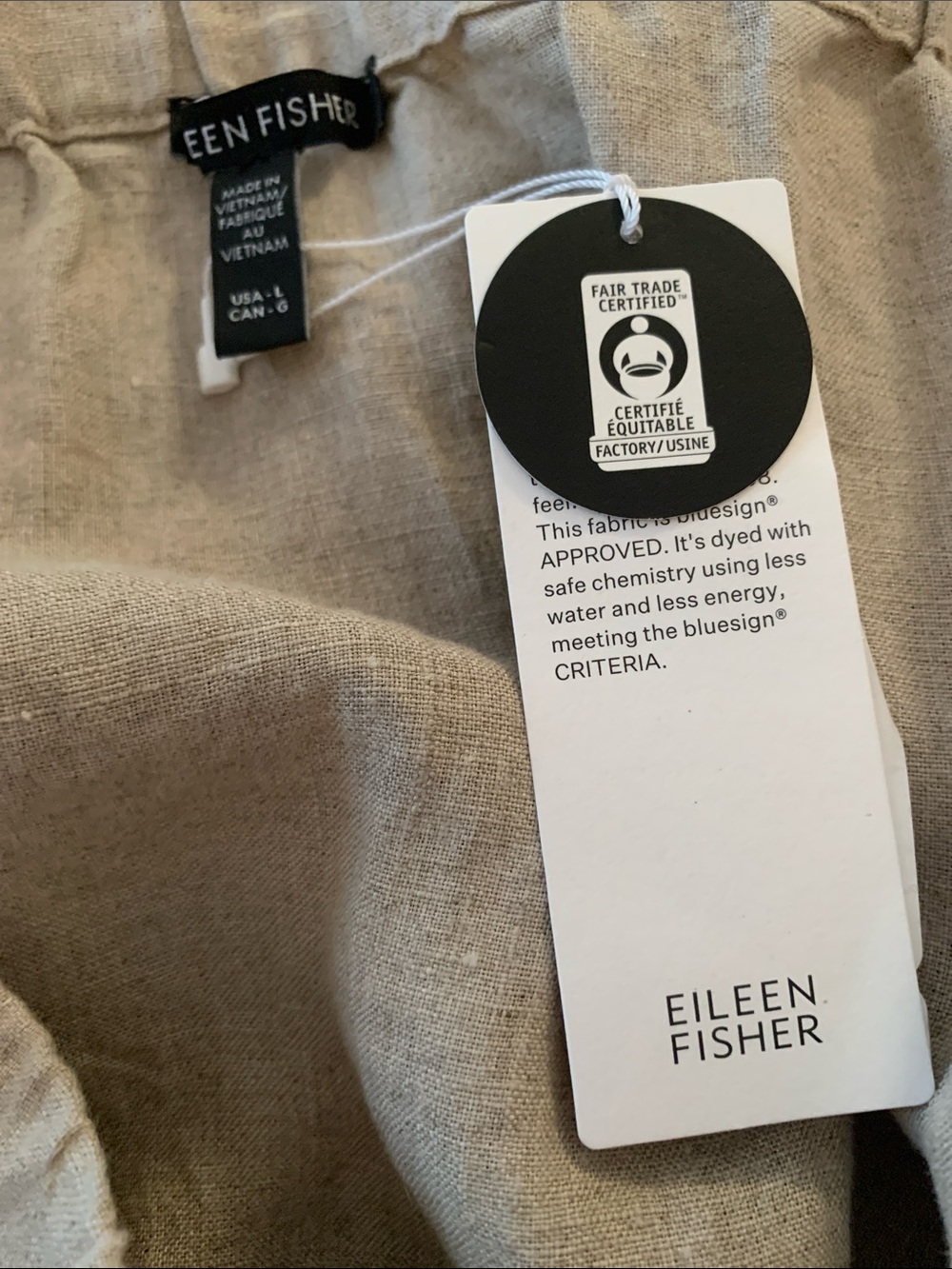 NWT Eileen Fisher Organic Linen Full Length Maxi Skirt in Beige Pockets Size L - Picture 5 of 6